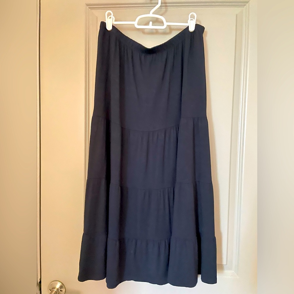 Philosophy Republic Tiered Knit Skirt in Navy Blue